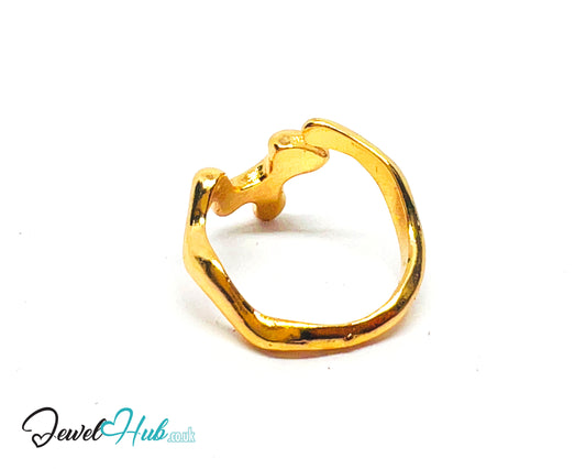 💛 Glyph Ring Abstract Gold Plated Sculptural Form · UK O · US 7.5 · 3.12g · Symbolic Minimalism