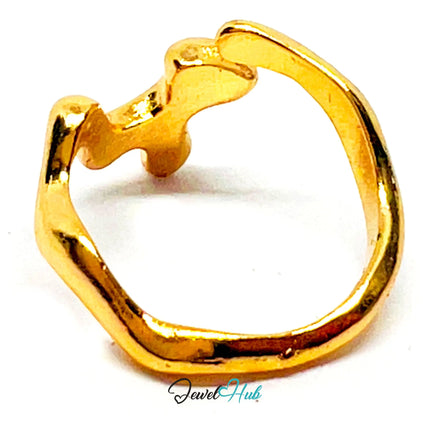 Sculptural Form Zinc Ring 💛 Glyph Gold Plated Abstract · UK O · US 7.5 · 3.12g · Symbolic Minimalism