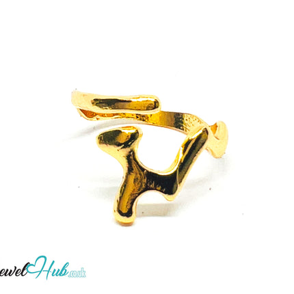 💛 Symbolon Mini Abstract Gold Plated Sculptural Ring · UK Q · US 8 · 1.56g · Lightweight Accent CA