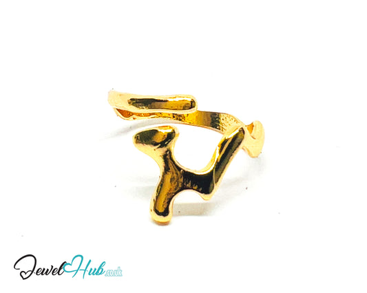 💛 Symbolon Mini Abstract Gold Plated Sculptural Ring · UK Q · US 8 · 1.56g · Lightweight Accent