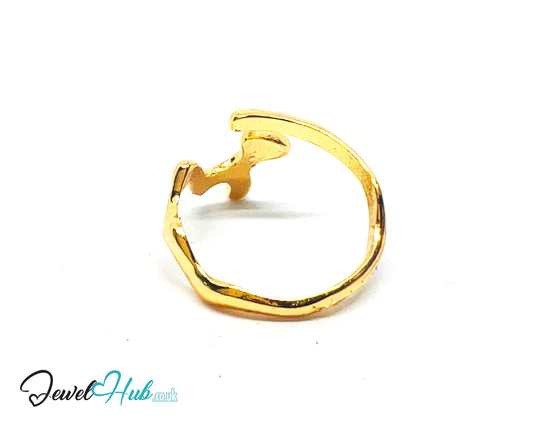 💛 Symbolon Mini Abstract Gold Plated Sculptural Ring · UK Q · US 8 · 1.56g · Lightweight Accent