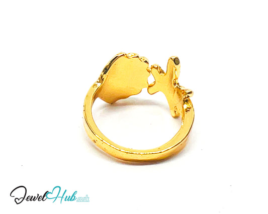 💛 Sea Duo Gold Plated Starfish & Shell Ring · UK K · US 5.5 · Ocean-Inspired
