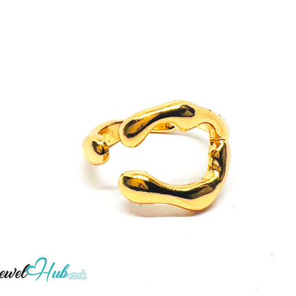 💛 Flowform Open-End Gold Plated Wavy Ring · UK L · US 6 · Sculptural Minimalism CA