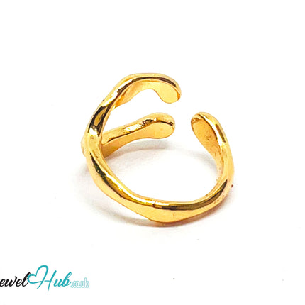 💛 Flowform Open-End Gold Plated Wavy Ring · UK L · US 6 · Sculptural Minimalism CA