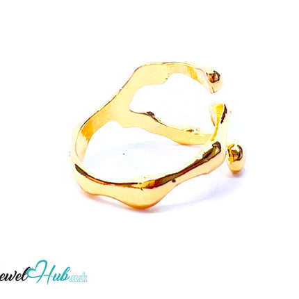 Molten Thread 💛 Organic Twist Ring · Zinc Gold Plated · UK N · US 7 · Sculptural Minimalism · CA