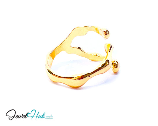 💛 Molten Thread Organic Twist Ring · Zinc Gold Plated · UK N · US 7 · Sculptural Minimalism ·