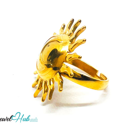 ☀️ Solflare Gold Plated Sun Ring · Zinc Alloy · UK M · US 7 · Celestial Statement CA