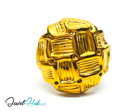 📐 Gridform Gold Plated Texture Ring · Zinc Alloy · UK M · US 7 · Geometric Statement