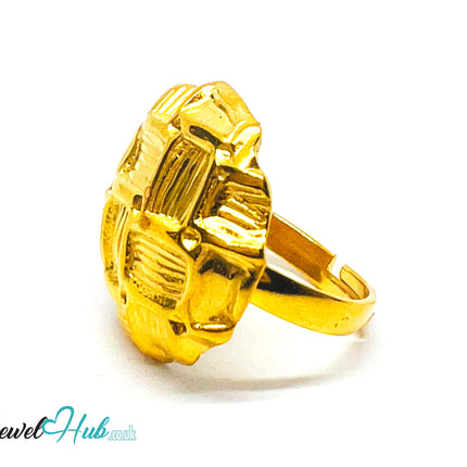 📐 Gridform Gold Plated Texture Ring · Zinc Alloy · UK M · US 7 · Geometric Statement CA