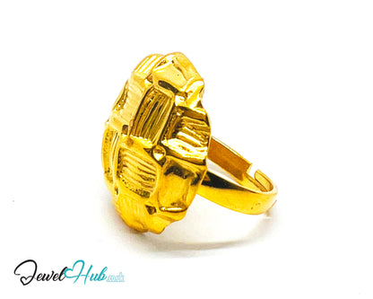 📐 Gridform Gold Plated Texture Ring · Zinc Alloy · UK M · US 7 · Geometric Statement