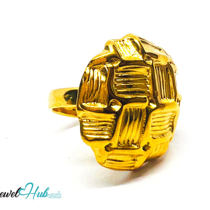 📐 Gridform Gold Plated Texture Ring · Zinc Alloy · UK M · US 7 · Geometric Statement CA