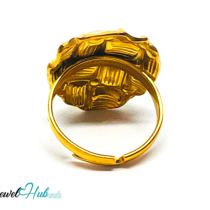 📐 Gridform Gold Plated Texture Ring · Zinc Alloy · UK M · US 7 · Geometric Statement CA