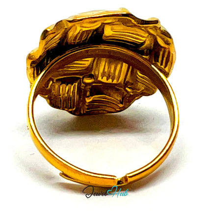 Gold Plated Ring  📐 Gridform Texture · Zinc Alloy · UK M · US 7 · Geometric Statement