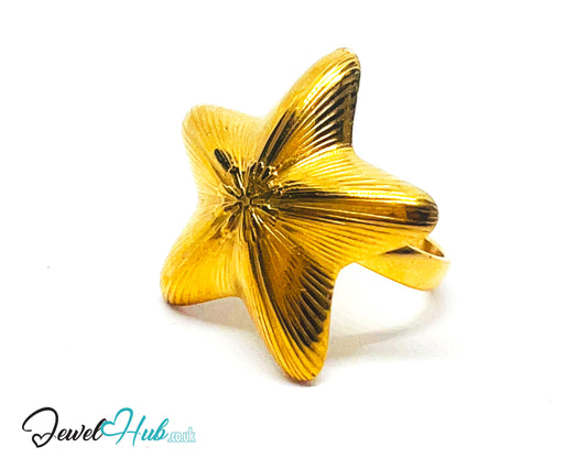⭐ Starform Gold Plated Star Ring · Zinc Alloy · UK M · US 7 · Celestial Statement