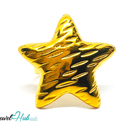 Stratastar Gold Plated ⭐ Star Ring · Zinc Alloy · UK N · US 7.5 · Bold Celestial Statement CA