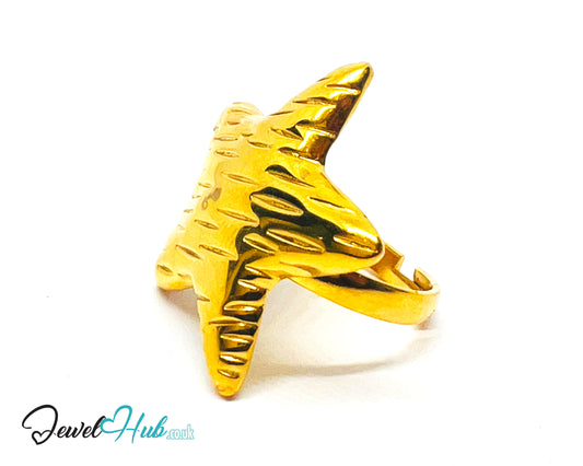 ⭐ Stratastar Gold Plated Star Ring · Zinc Alloy · UK N · US 7.5 · Bold Celestial Statement
