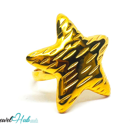 Stratastar Gold Plated ⭐ Star Ring · Zinc Alloy · UK N · US 7.5 · Bold Celestial Statement CA