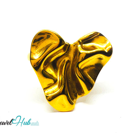Gold Plated 🌀 Foldform Sculptural Ring · Zinc Alloy · UK R · US 9 · Abstract Statement CA