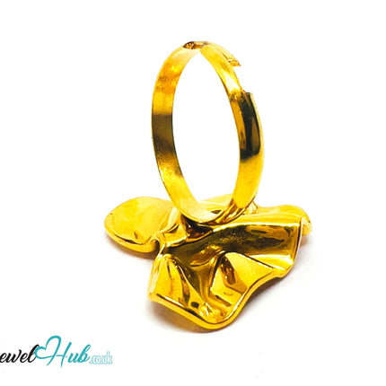 Gold Plated 🌀 Foldform Sculptural Ring · Zinc Alloy · UK R · US 9 · Abstract Statement CA