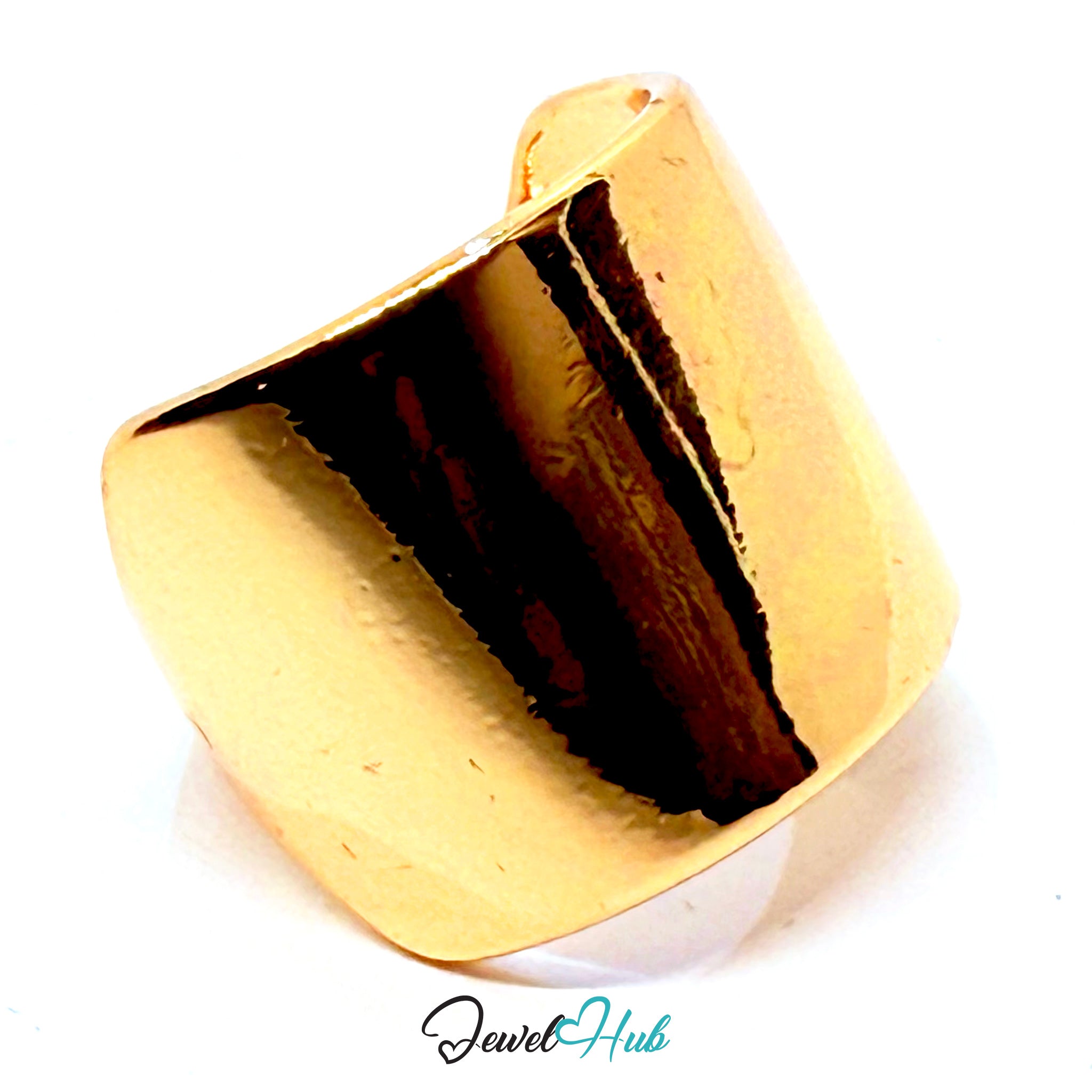 Asymmetrical Wide Gold-Plated Zinc Ring – Sculptural Band