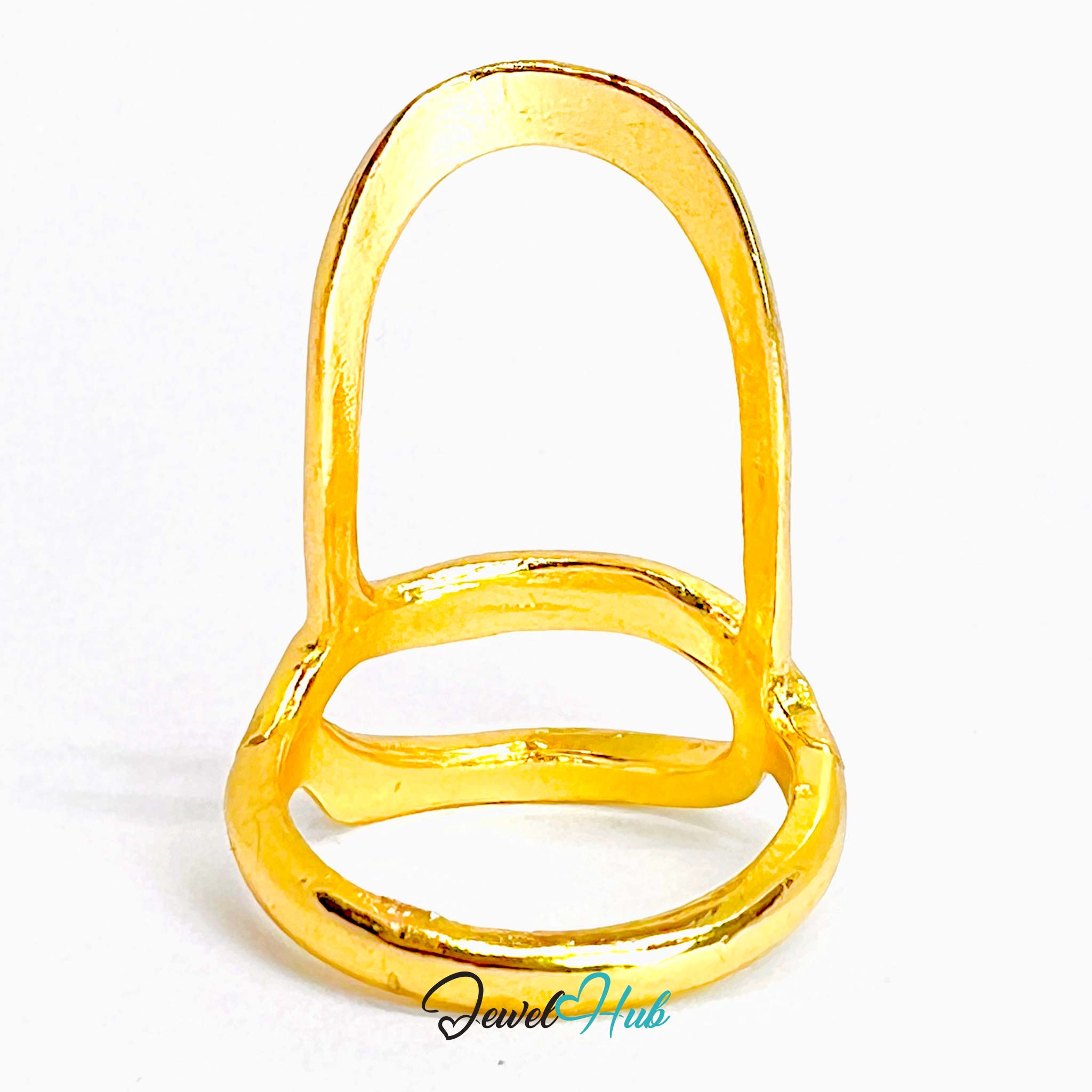 Twisted Loop Gold-Plated Zinc Ring – Sculptural Abstract Band