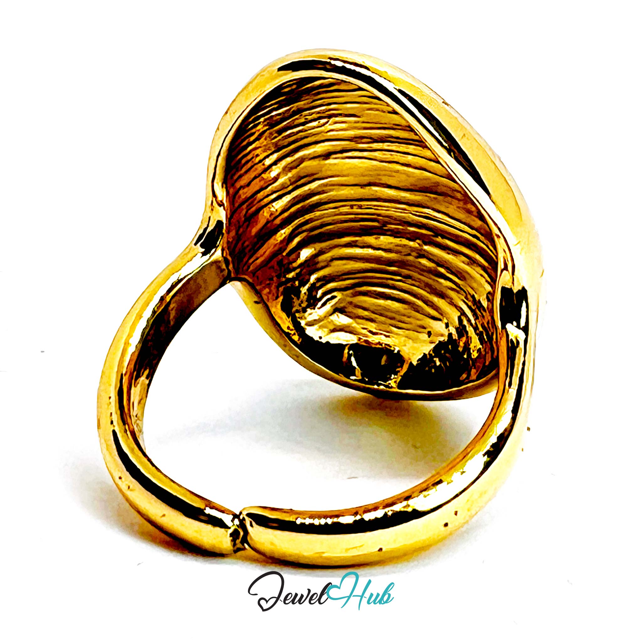 Polished Dome Gold-Plated Zinc Ring – Open Band Sculptural Shine