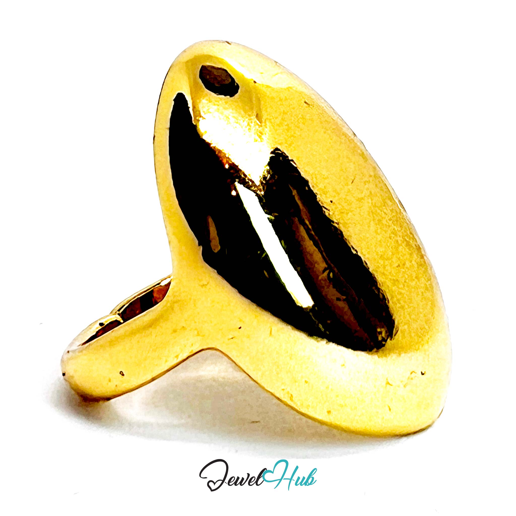 Polished Dome Gold-Plated Zinc Ring – Open Band Sculptural Shine
