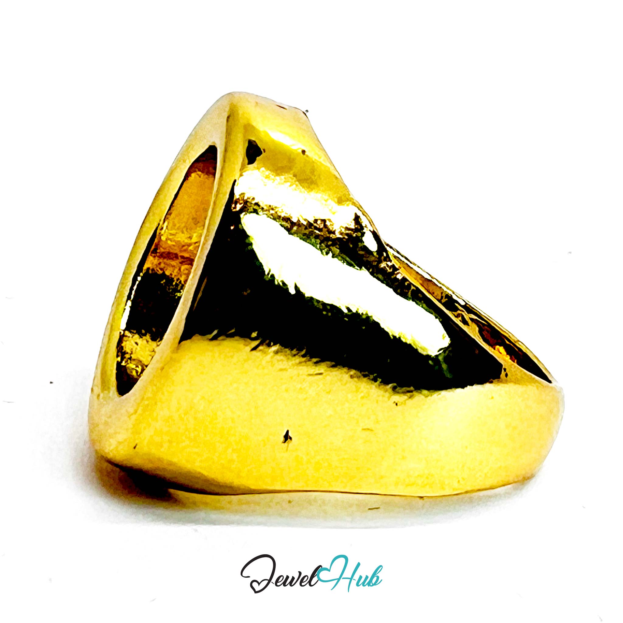 Open-End Sculptural Gold-Plated Ring – Architectural Hollow Band