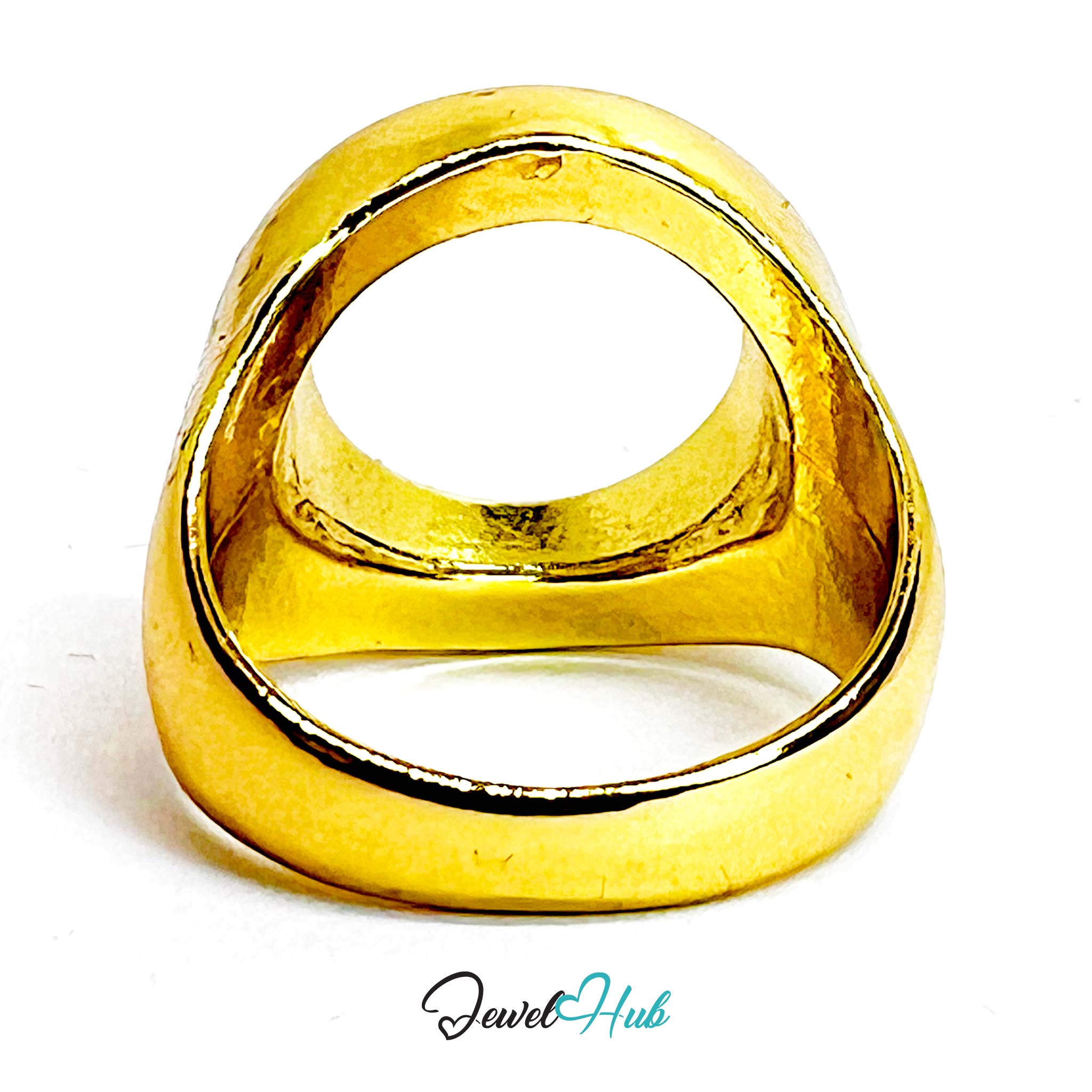 Open-End Sculptural Gold-Plated Ring – Architectural Hollow Band