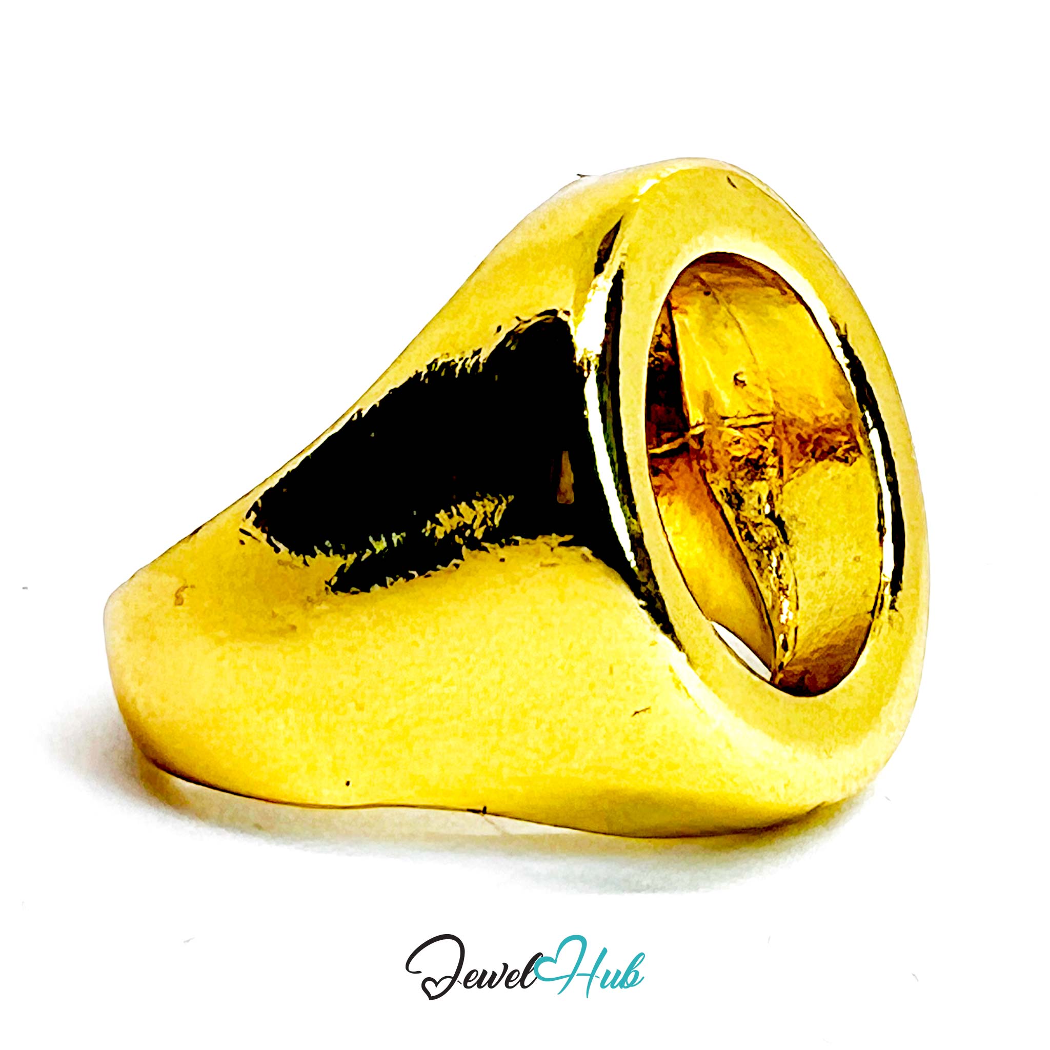 Open-End Sculptural Gold-Plated Ring – Architectural Hollow Band