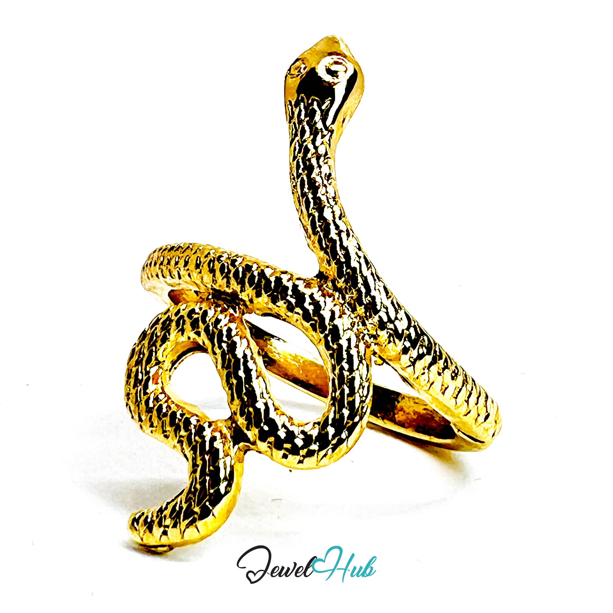Snake Serpent Gold-Plated Zinc Ring – 3D Statement Reptile Motif