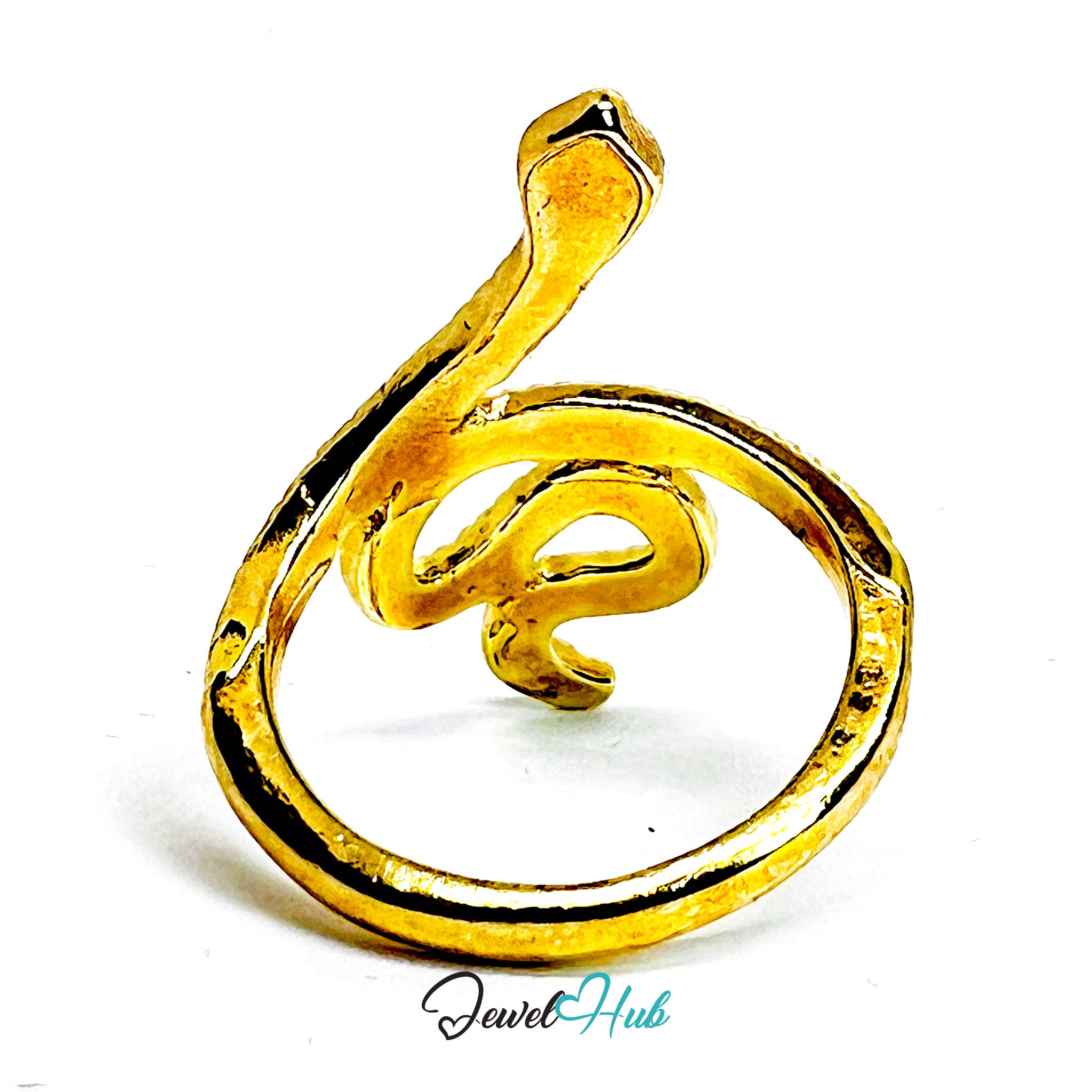Snake Serpent Gold-Plated Zinc Ring – 3D Statement Reptile Motif