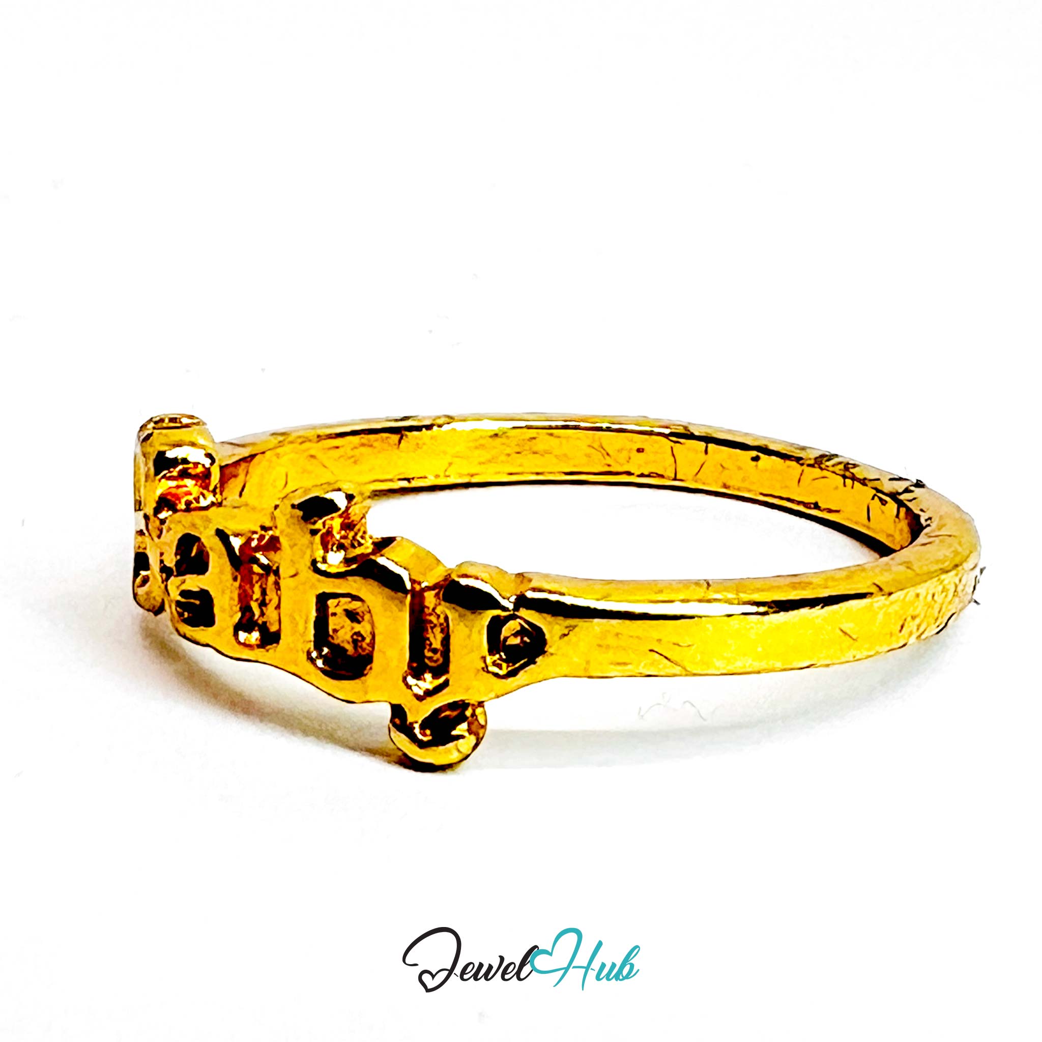 Baby Text Gold-Plated Zinc Ring – Chunky Word Letter Statement