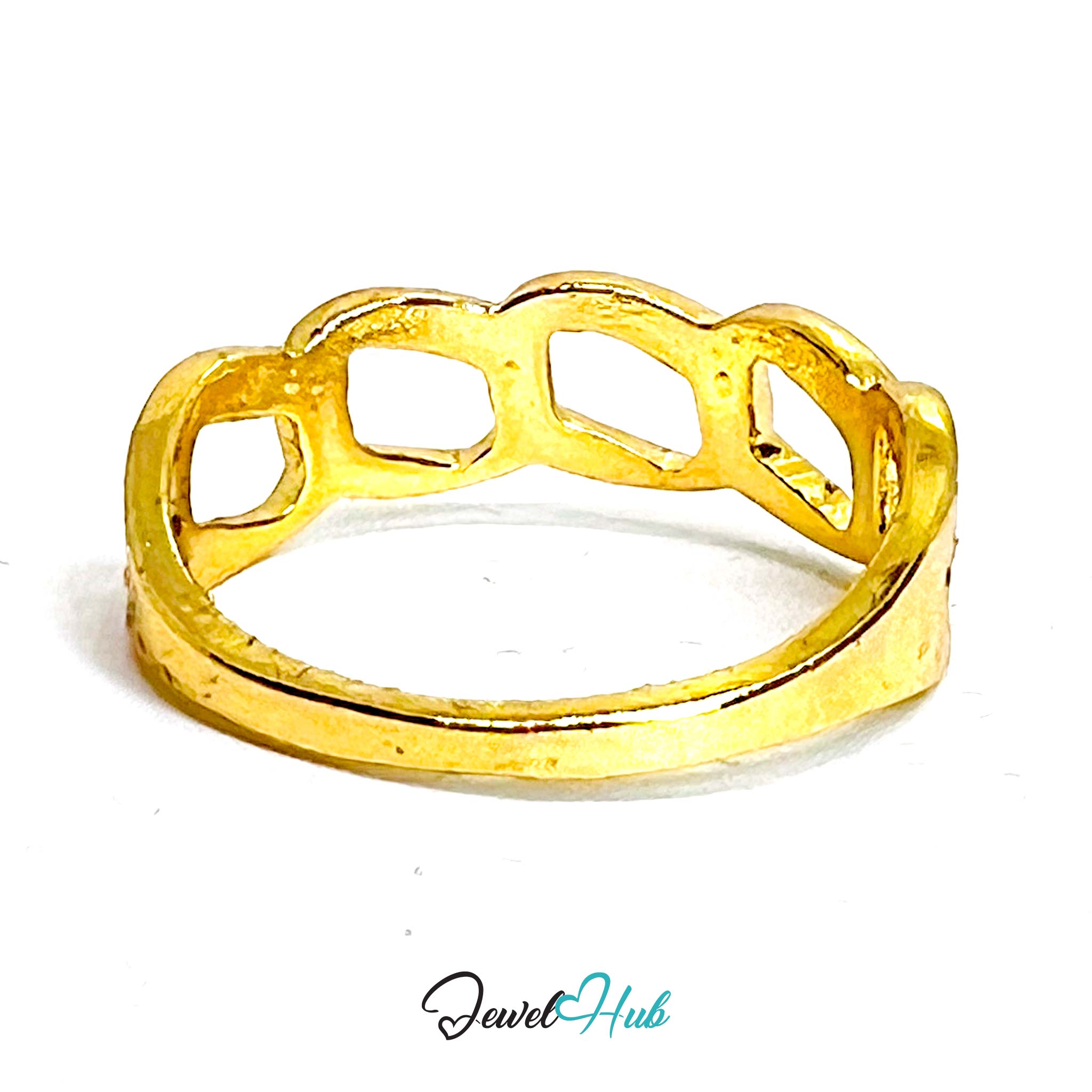 Chunky Chain Link Gold-Plated Ring – Interlocking Geometric Band