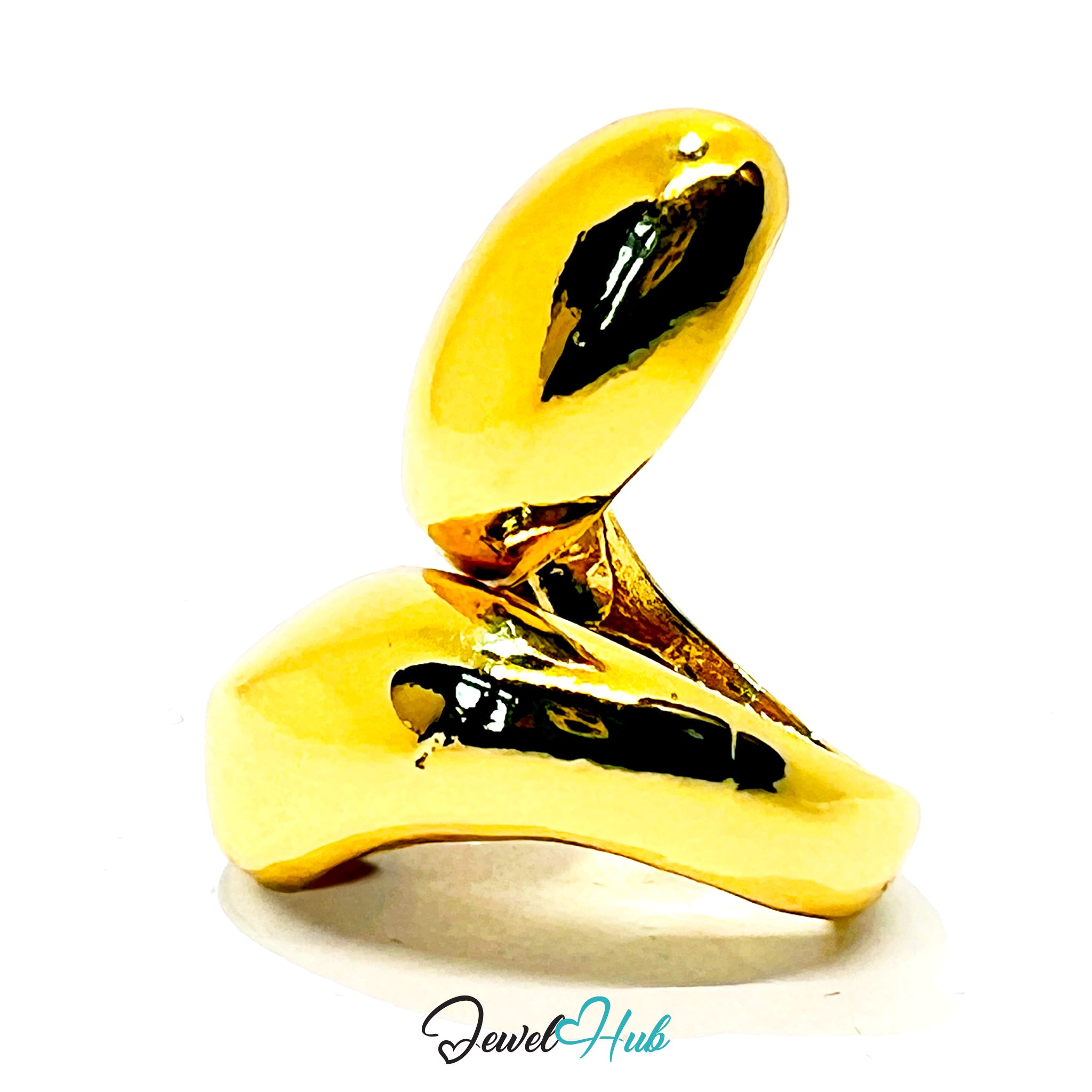 Abstract Sculptural Gold-Plated Ring – Organic Form Artistic Statement