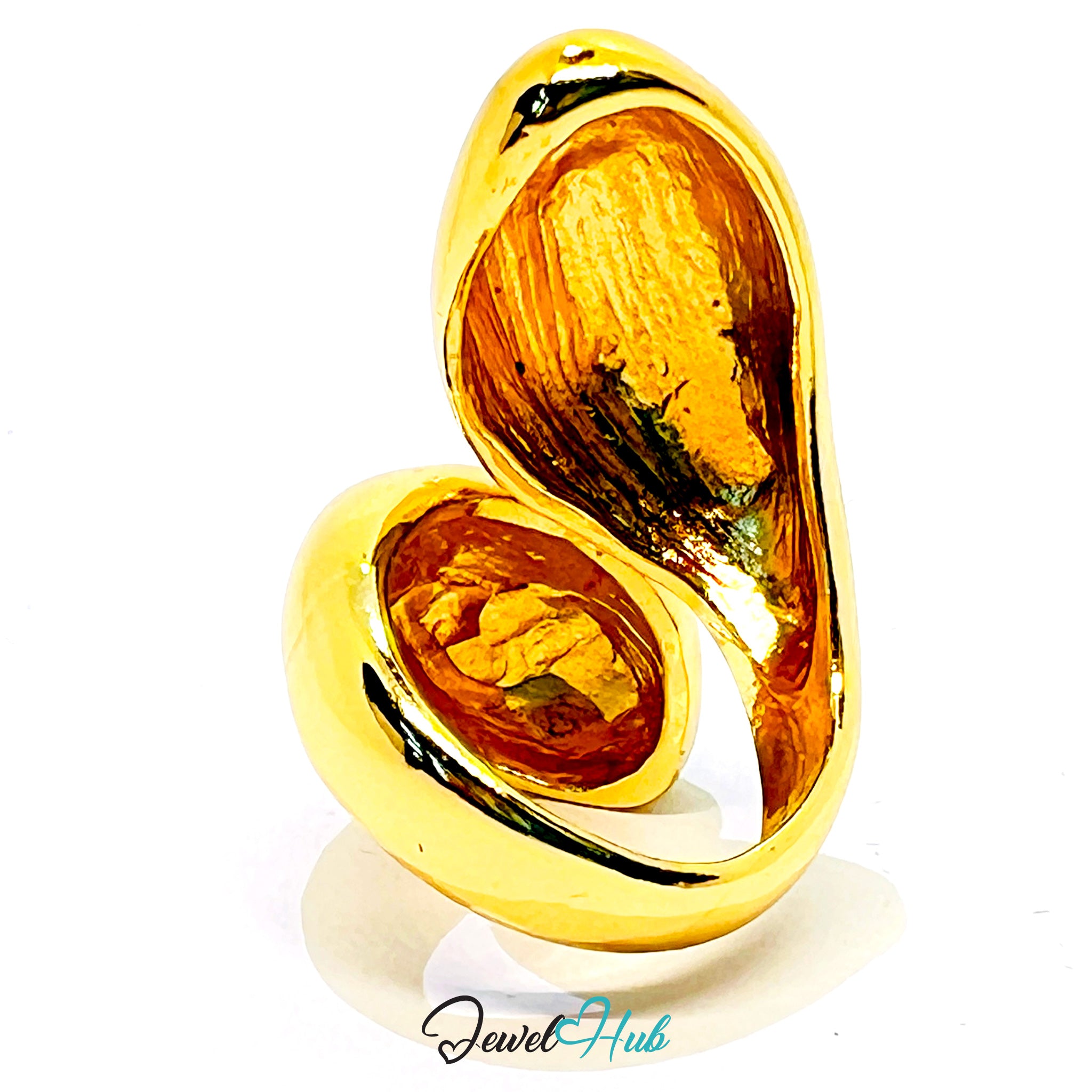 Abstract Sculptural Gold-Plated Ring – Organic Form Artistic Statement