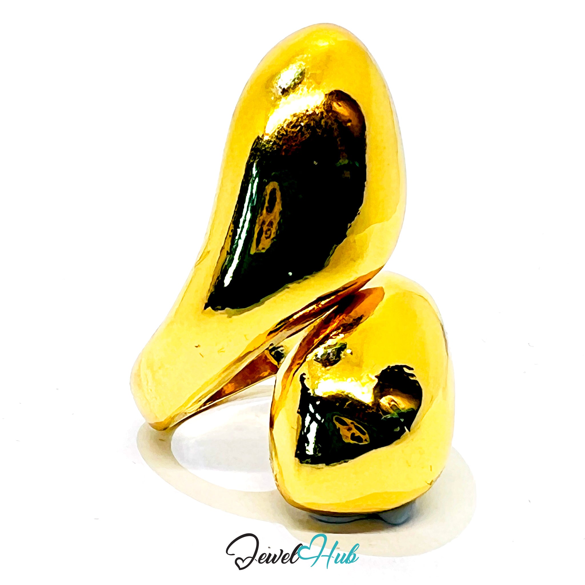 Abstract Sculptural Gold-Plated Ring – Organic Form Artistic Statement