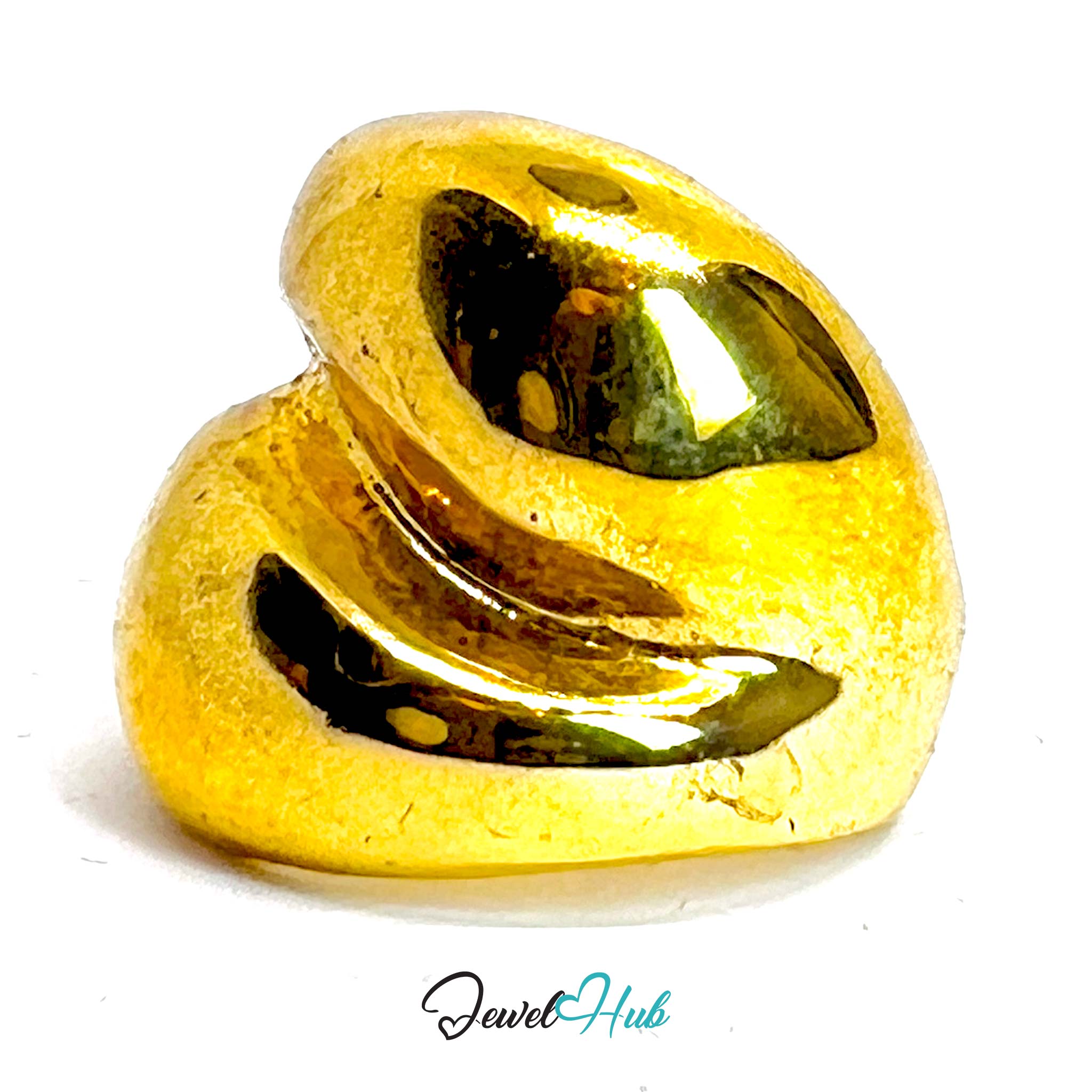 Layered Wave Gold-Plated Ring – Sculptural Motion Statement Two Sizes
