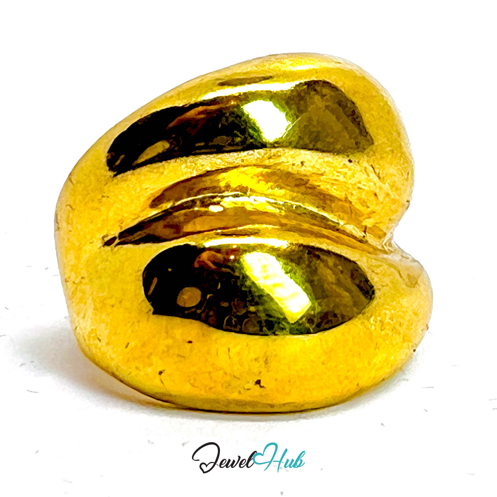 Layered Wave Gold-Plated Ring – Sculptural Motion Statement Two Sizes