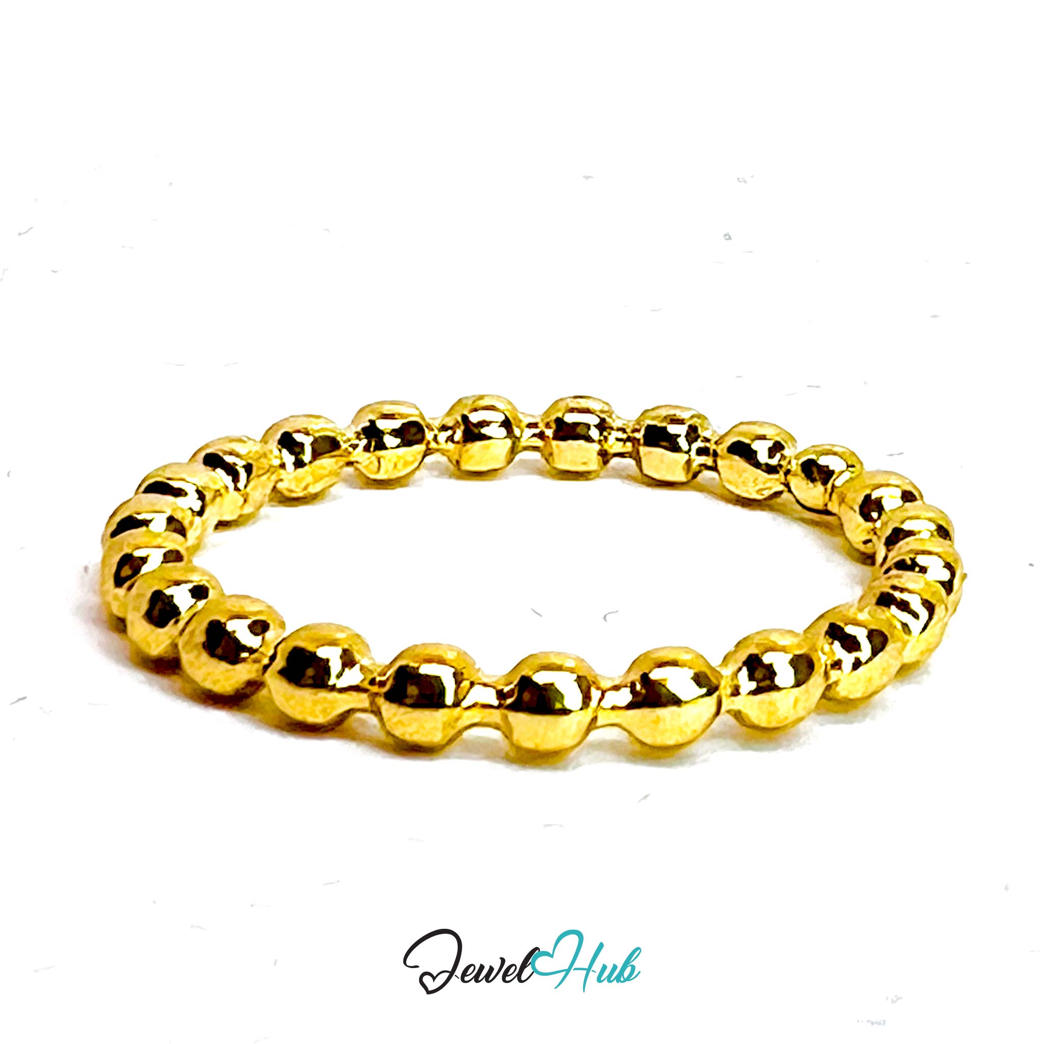 Beaded Ball Gold-Plated Ring – Chunky Sphere Chain Luxury Statement