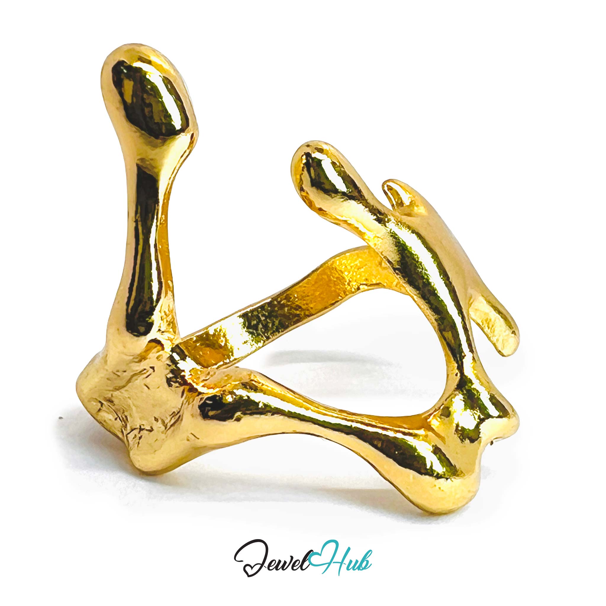 Coral Form Gold-Plated Ring – Organic Sculptural Statement Piece