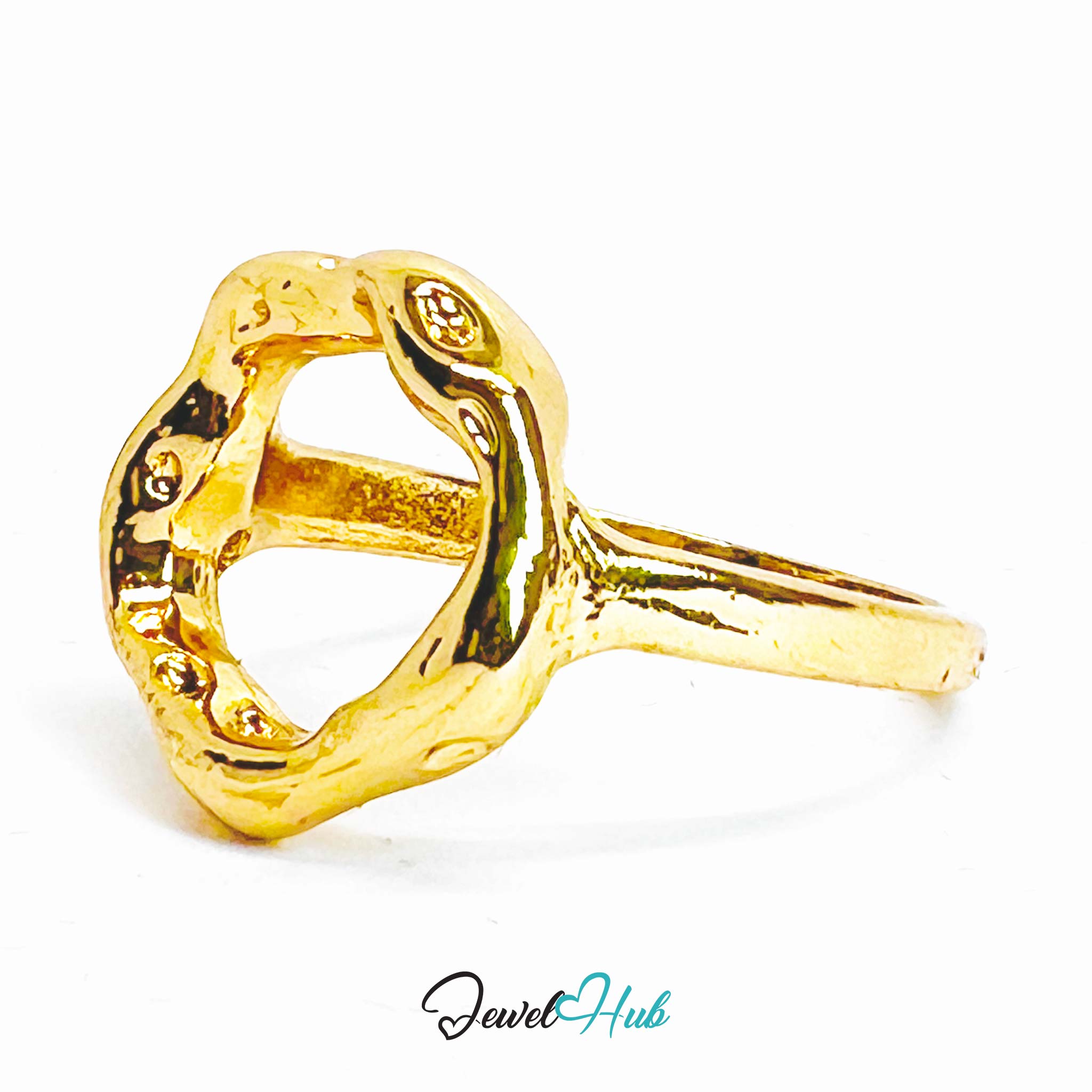 Molten Sculptural Gold-Plated Ring – Organic Abstract Two Sizes