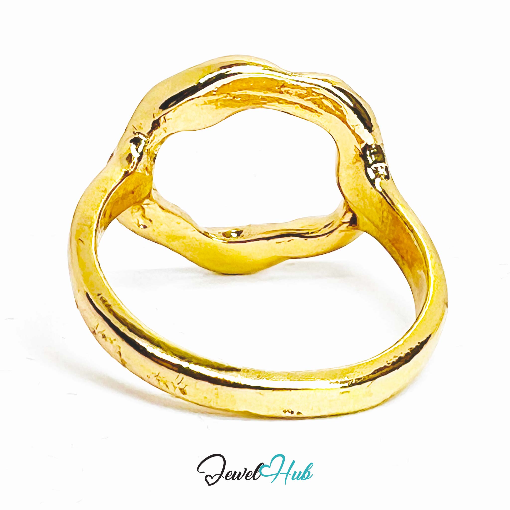 Molten Sculptural Gold-Plated Ring – Organic Abstract Two Sizes