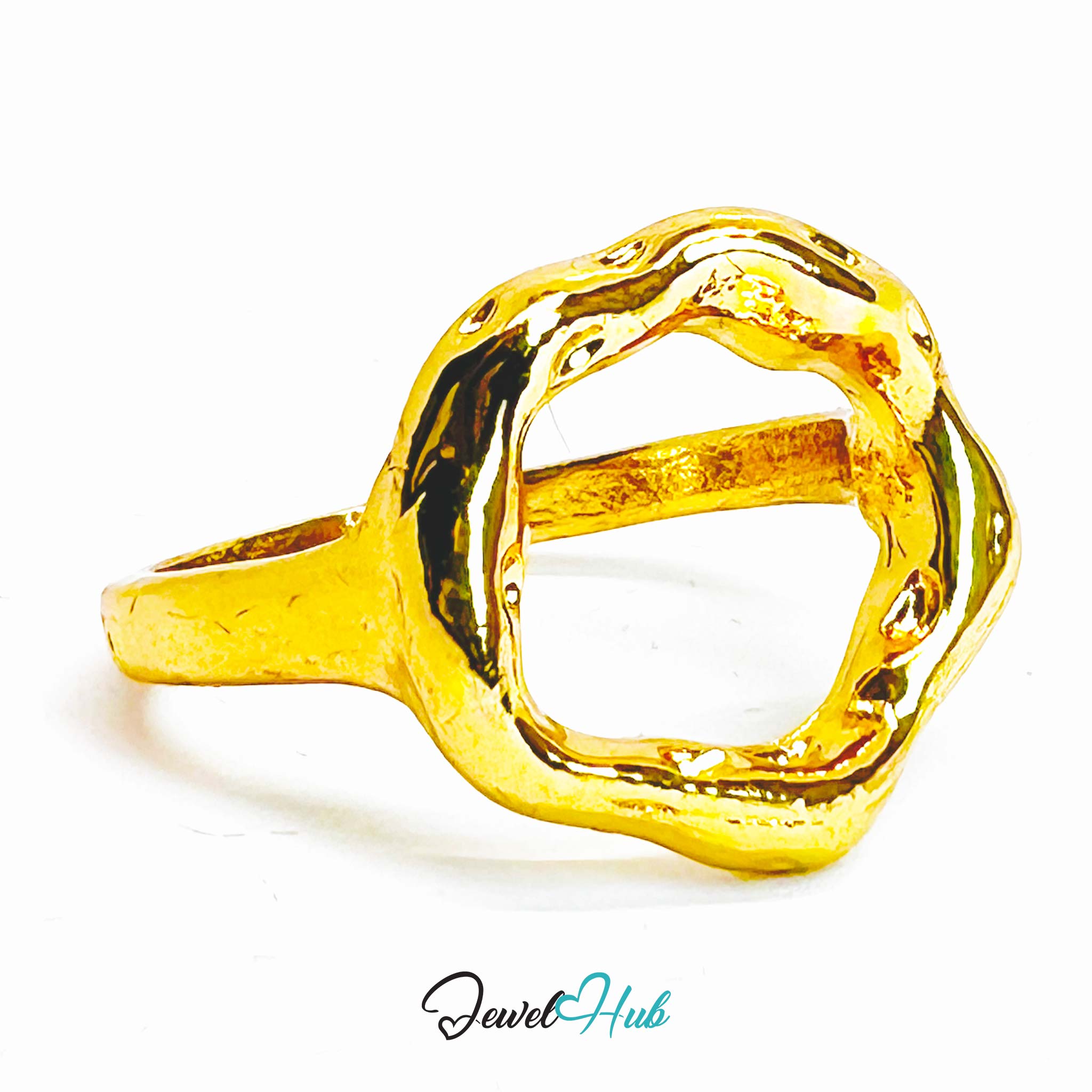 Molten Sculptural Gold-Plated Ring – Organic Abstract Two Sizes