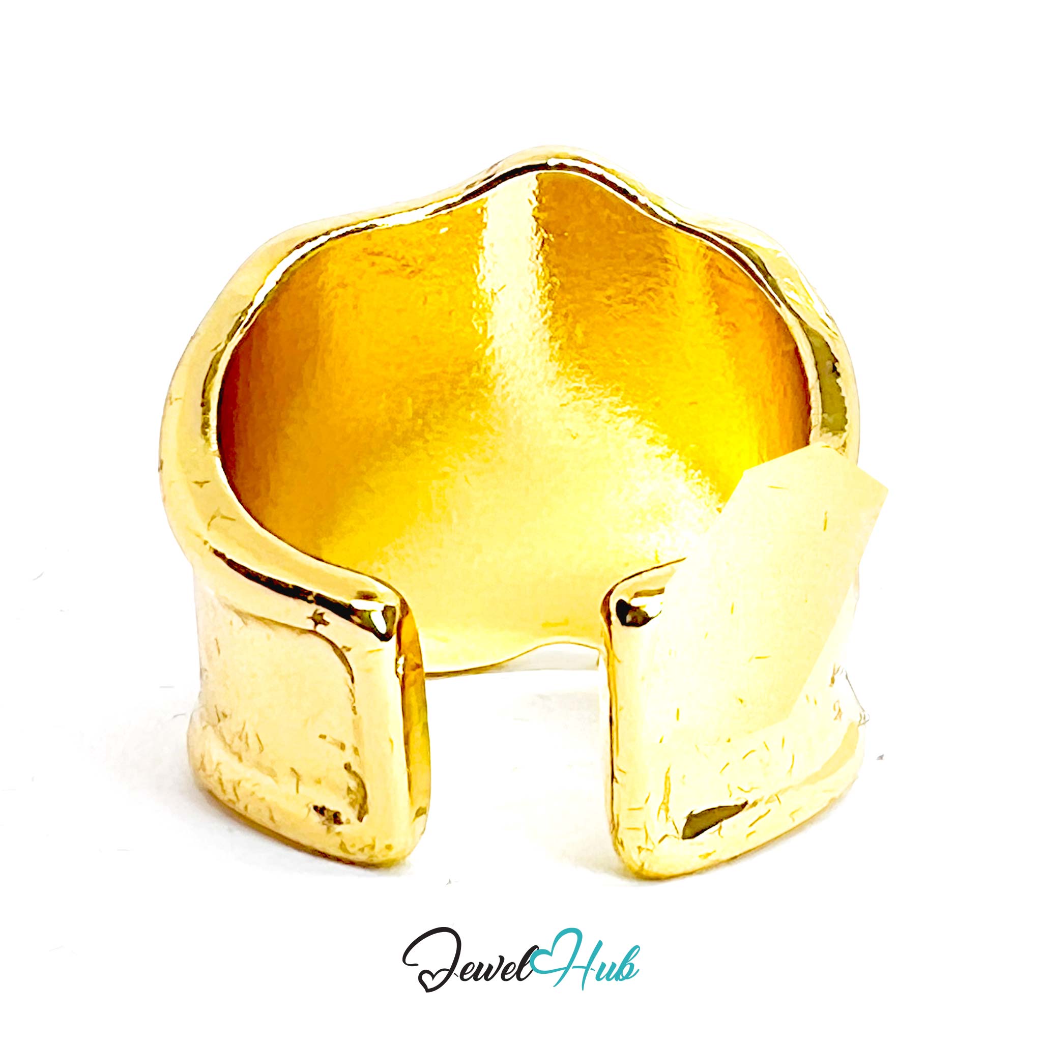 Draped Gold-Plated Ring – Chunky Crumpled Sculptural Statement