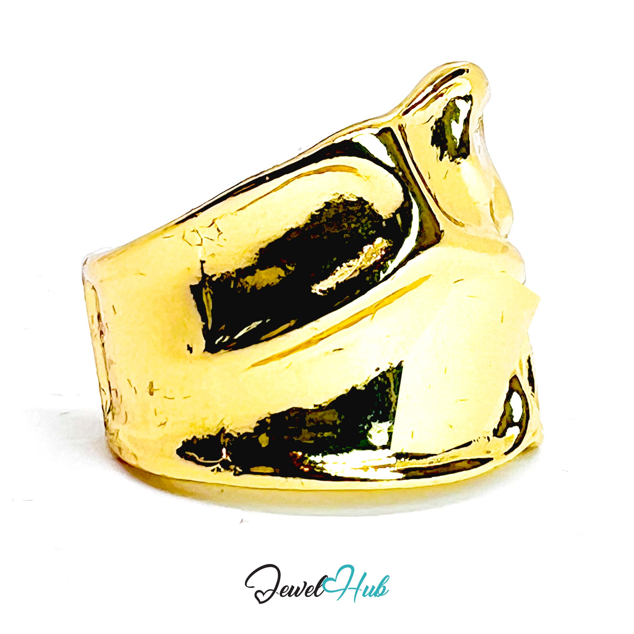 Draped Gold-Plated Ring – Chunky Crumpled Sculptural Statement