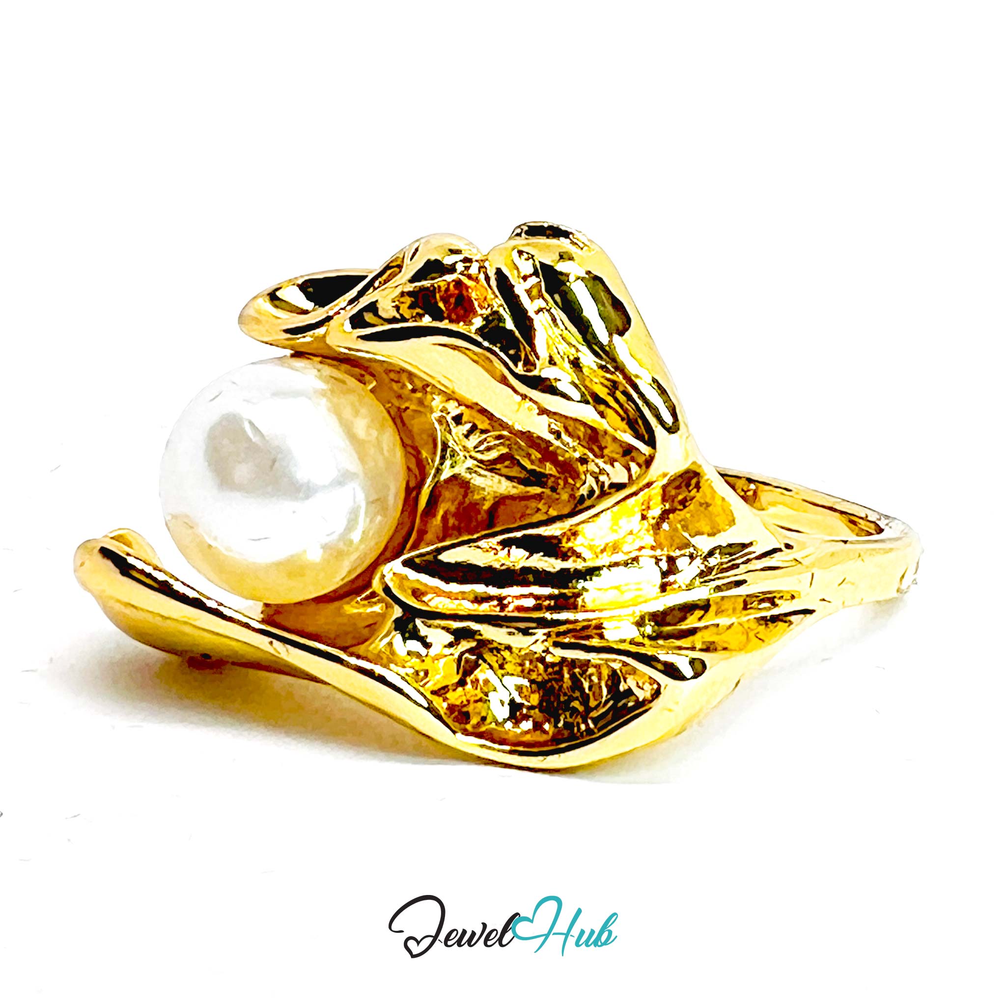 Pearl Claw Gold-Plated Ring – Sculptural Hand Statement Two Sizes