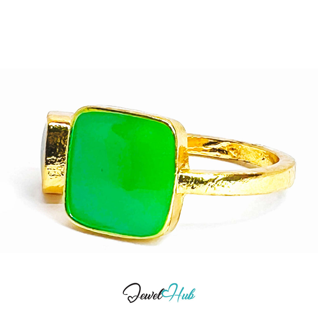 Resin Stone Gold Ring – Oval Gemstone Statement Sculptural Band - JewelHub.co.uk