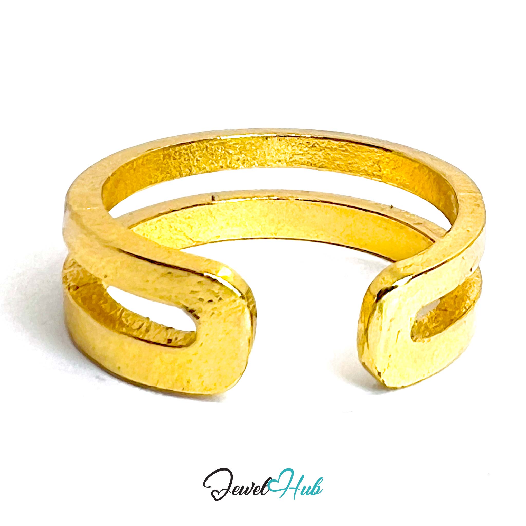 Gold-Plated Zinc Alloy Ring | Twin Resin Line | Open N-O | 2.35g