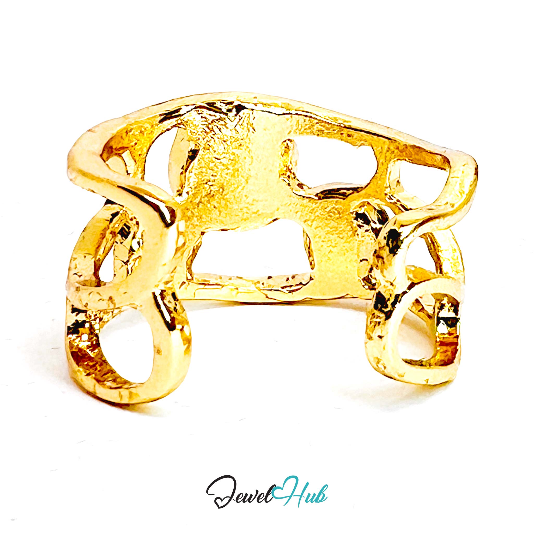 Gold-Plated Ember Crown Ring – Adjustable M–O | Warm-Toned Resin Gems in Sculptural Elegance